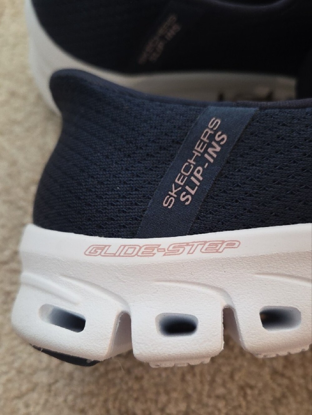 Skechers Women's Navy Slip-On Athletic Sneakers with White Sole - Picture 3 of 5